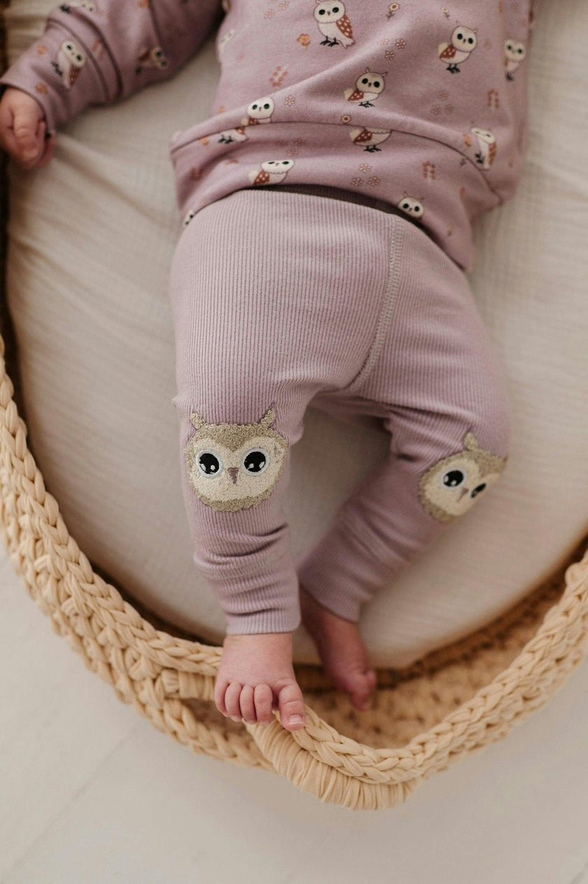 Baby Girl Patch Ribbed Leggings