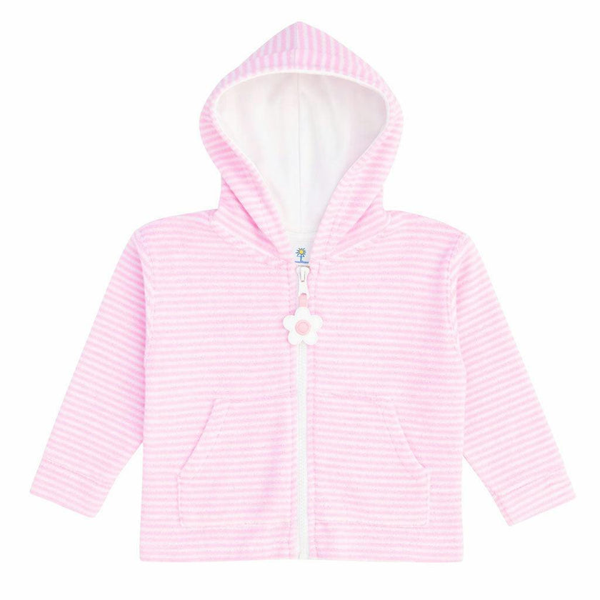 Stripe Terry Hoodie with Flower