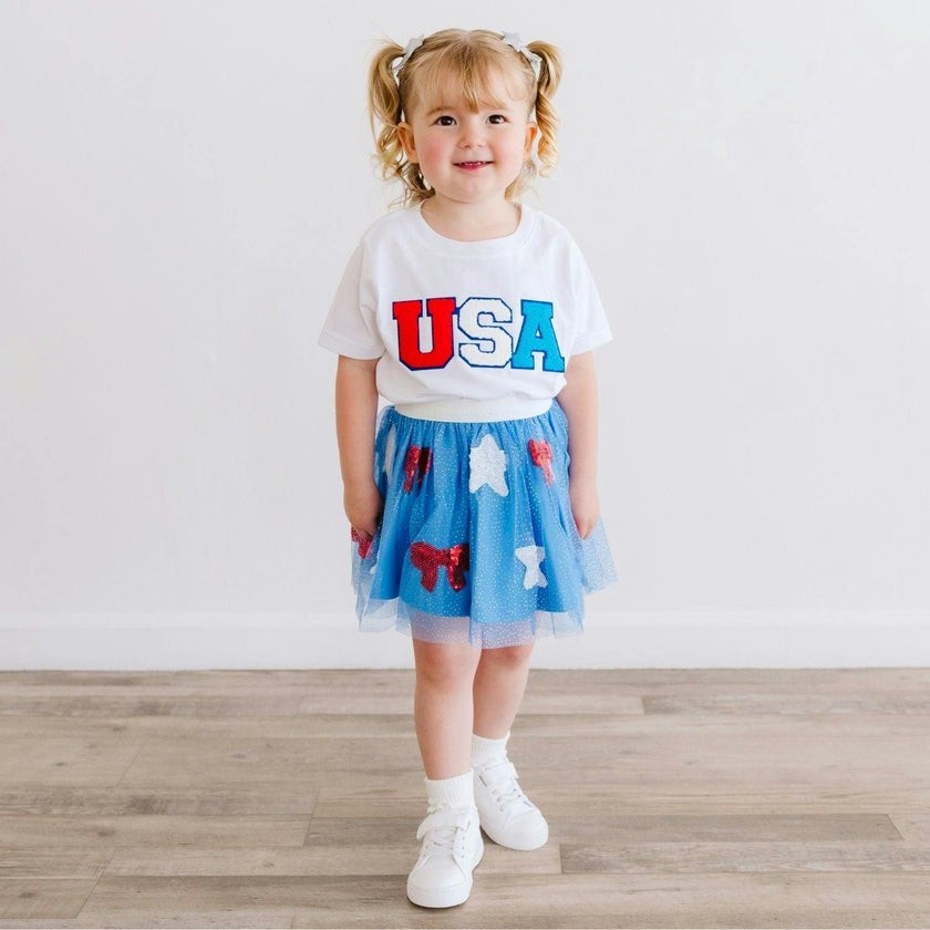 USA Multi Patch Short Sleeve T-Shirt - White