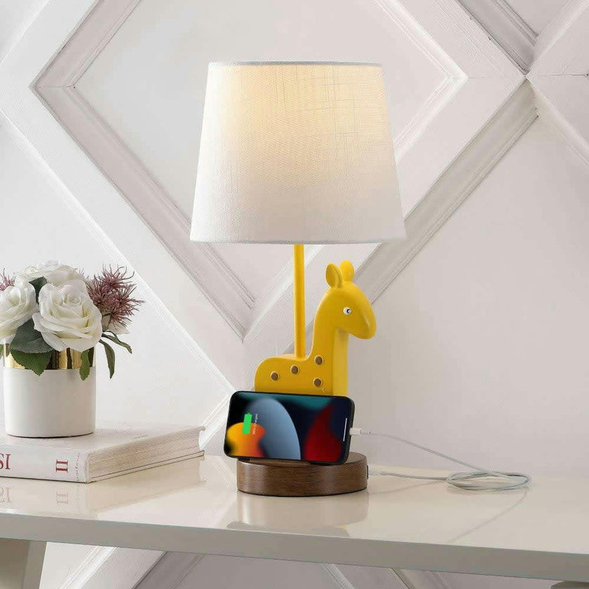 Sahara 17.5" Mid-Century Vintage Iron/Resin LED Kids' Table Lamp with Phone Stand and USB Charging Port