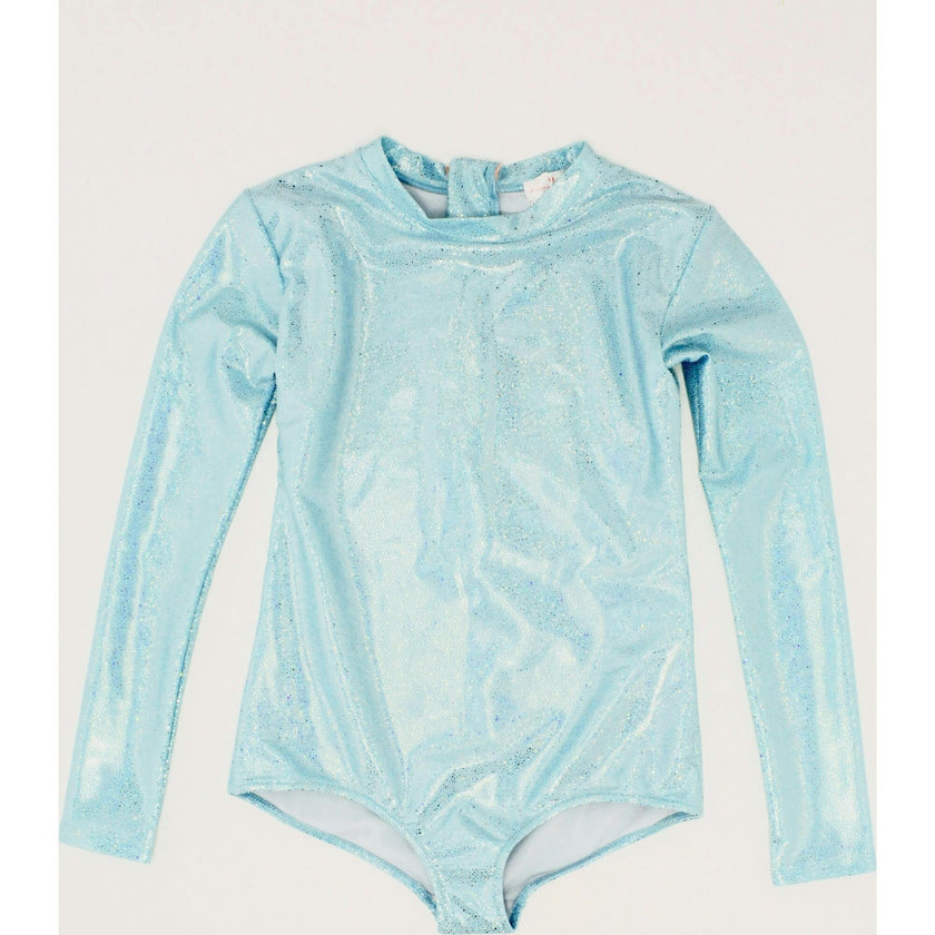 St Barth Glitter Aqua Rash Guard One Piece, Blue