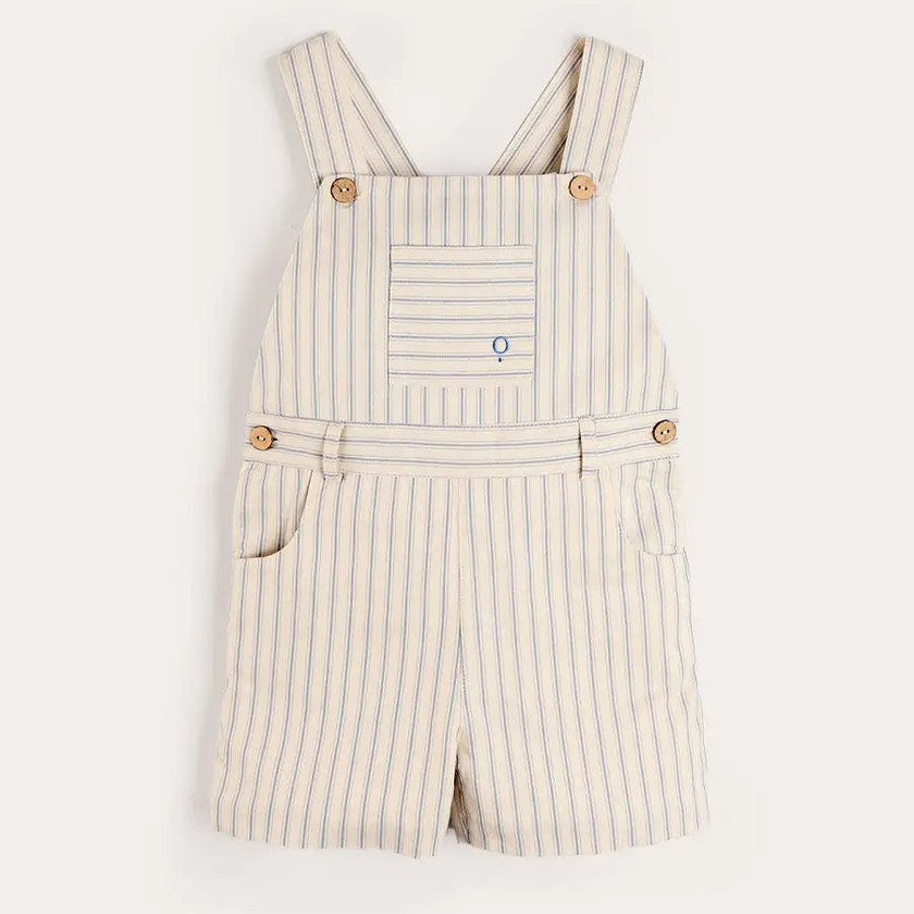 Percy Stripe Insignia Pocket Detail Dungarees in Blue (18mths-4yrs)