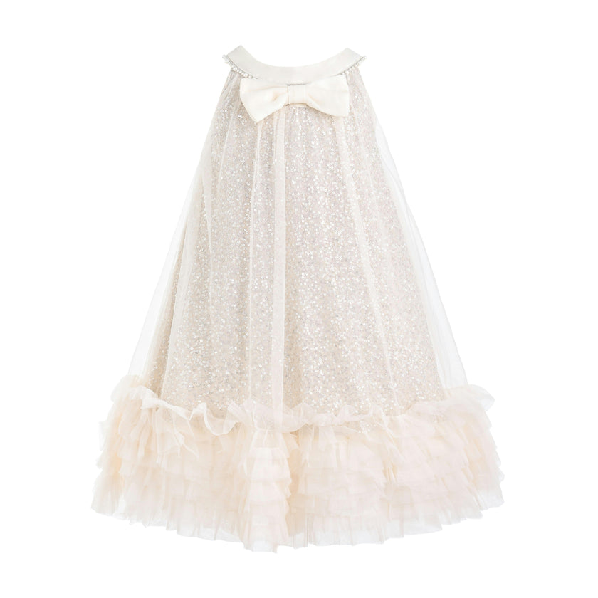 Beige Tansy Petal Cascade Dress