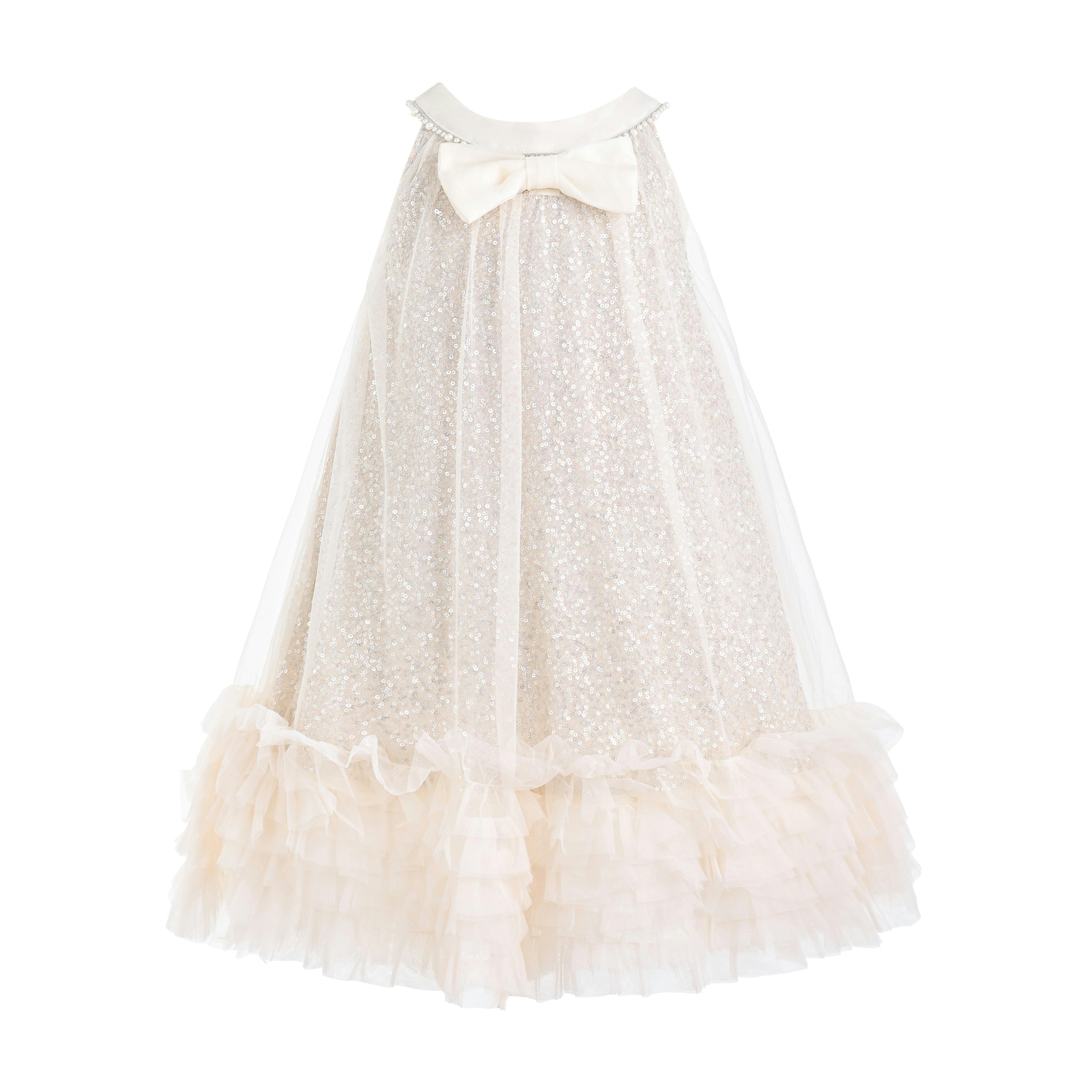 Beige Tansy Petal Cascade Dress