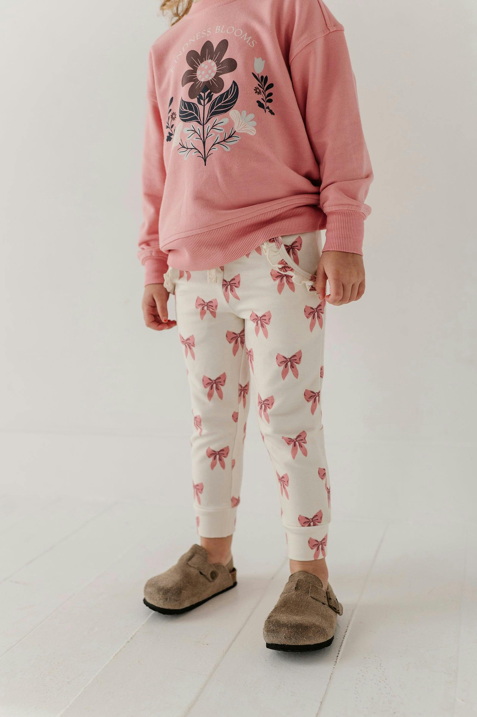 Girls Joggers in Rose Elegance Bows