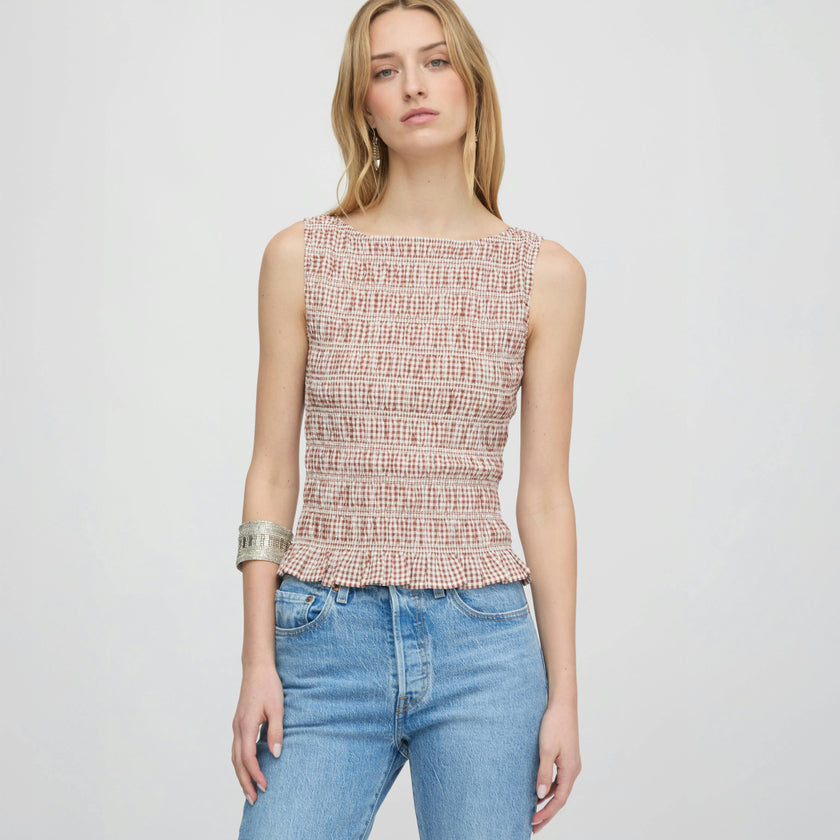 The Phoebe Nap Top - Cognac Gingham