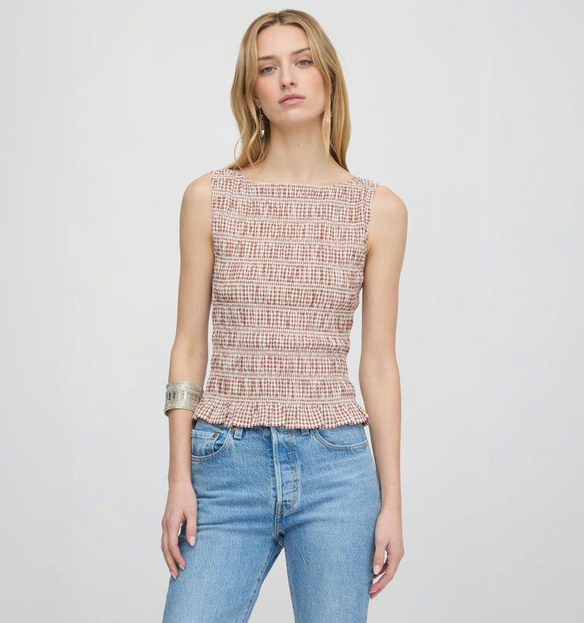 The Phoebe Nap Top - Cognac Gingham
