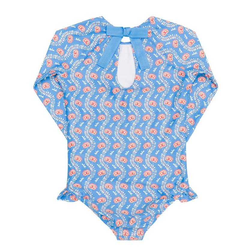 Girls Blue Primrose Rashguard One Piece