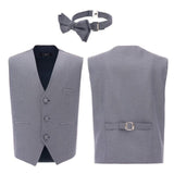 Gray Micro Print Vest & Bowtie