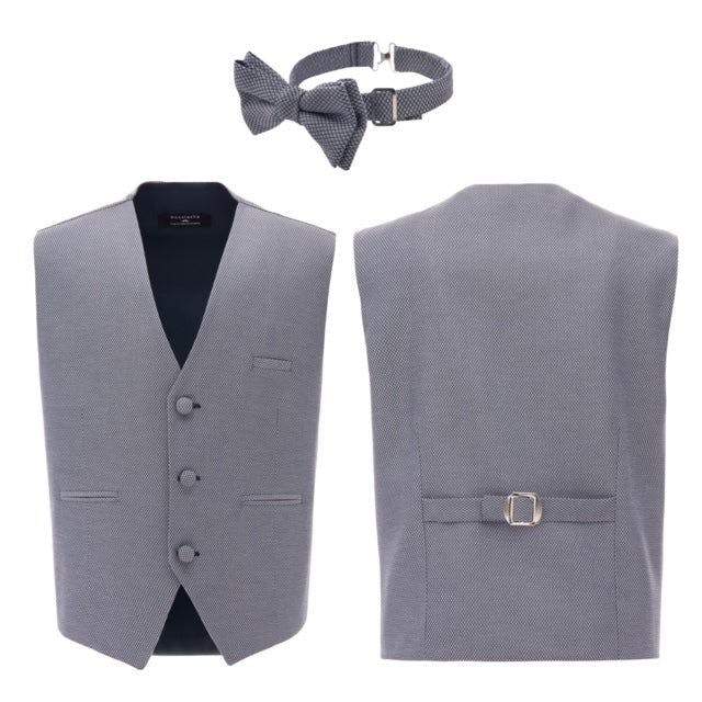 Gray Micro Print Vest & Bowtie