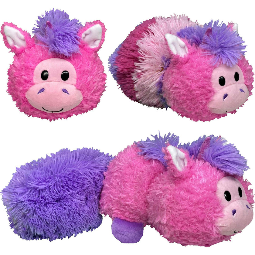 FlipaZoo Magic Tails Pink to White - 2-In-1 Animal Plush w/ Bonus 3" Baby Org