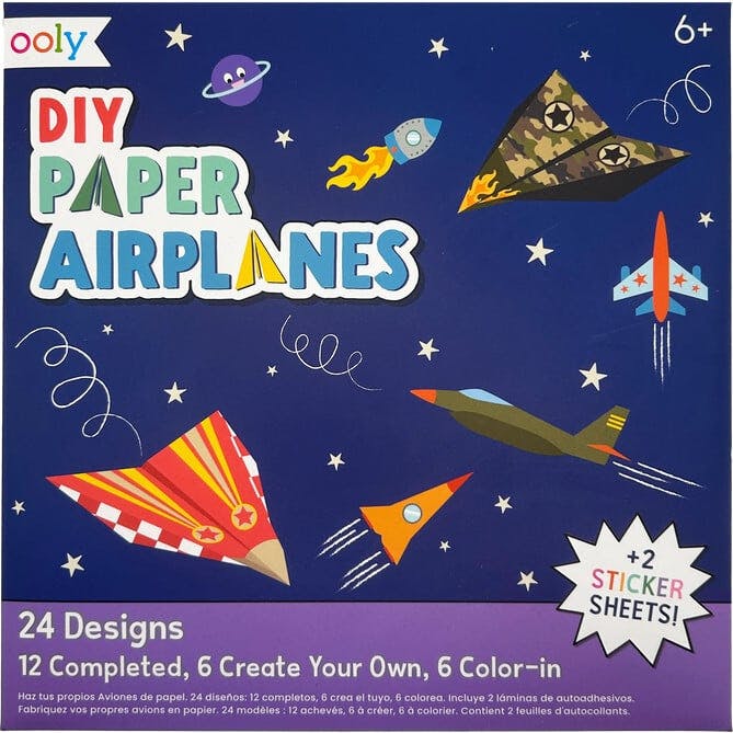 DIY Paper Airplanes Activity Kit - 24 Designs - 2 Sticker Sheets