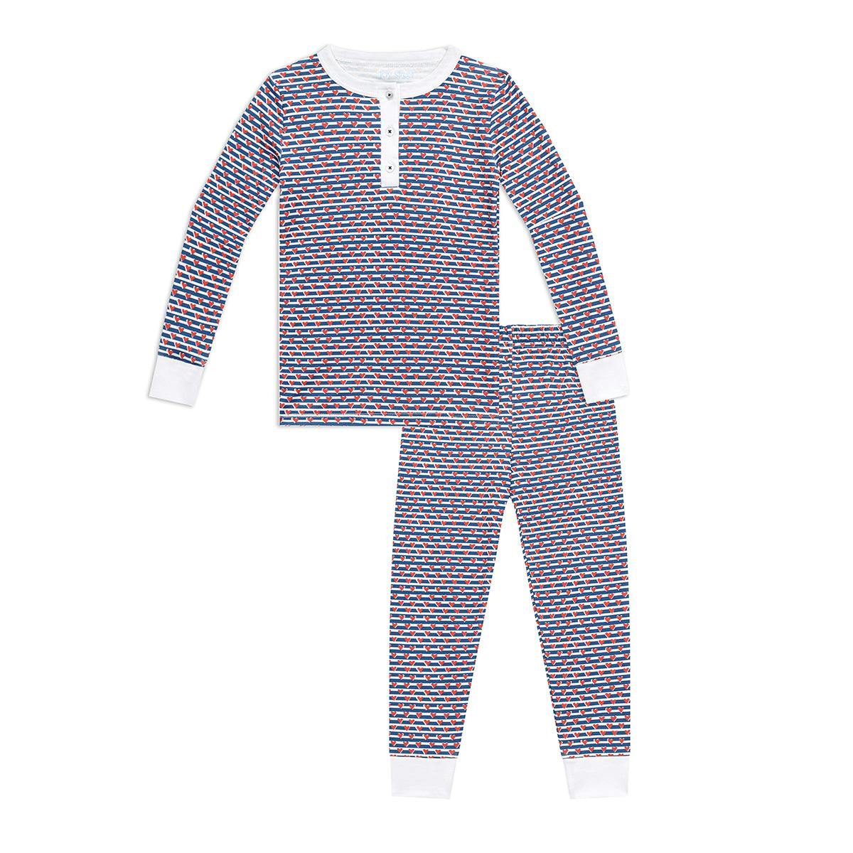 Sailor Hearts Two Piece Kids Henley Pajamas