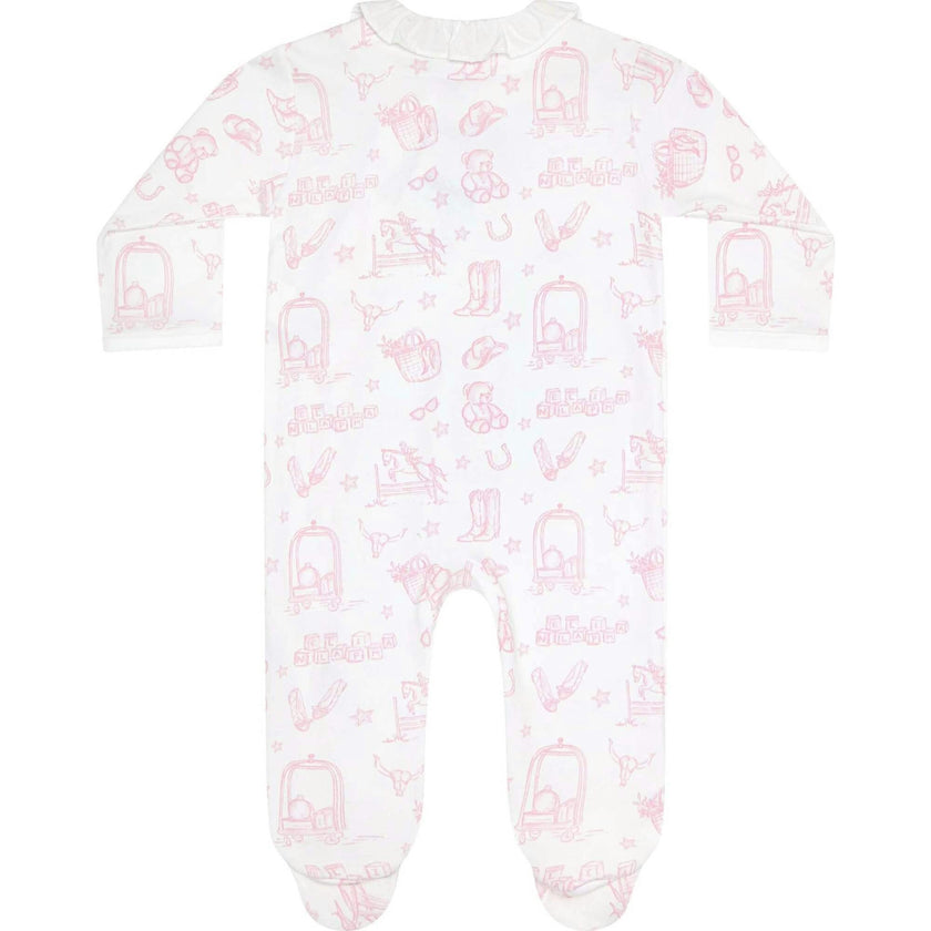 Pink Lone Star Toile Print Crossover Footie