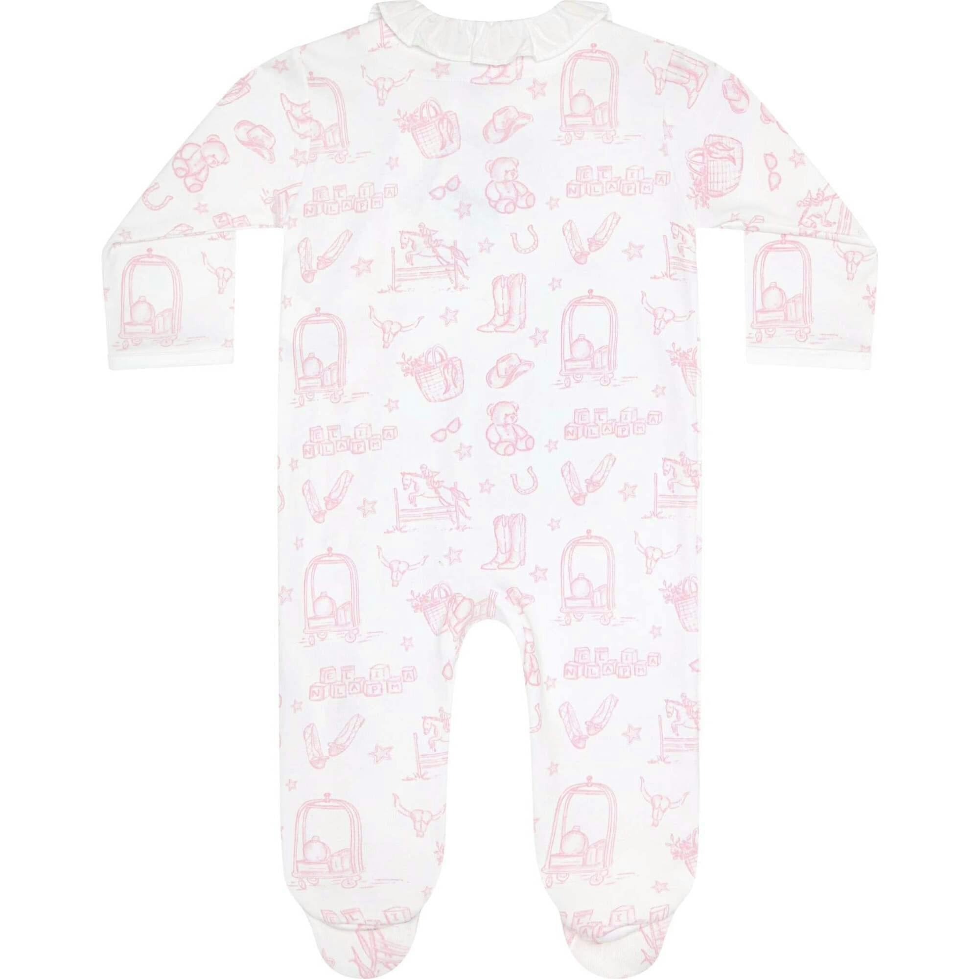 Pink Lone Star Toile Print Crossover Footie