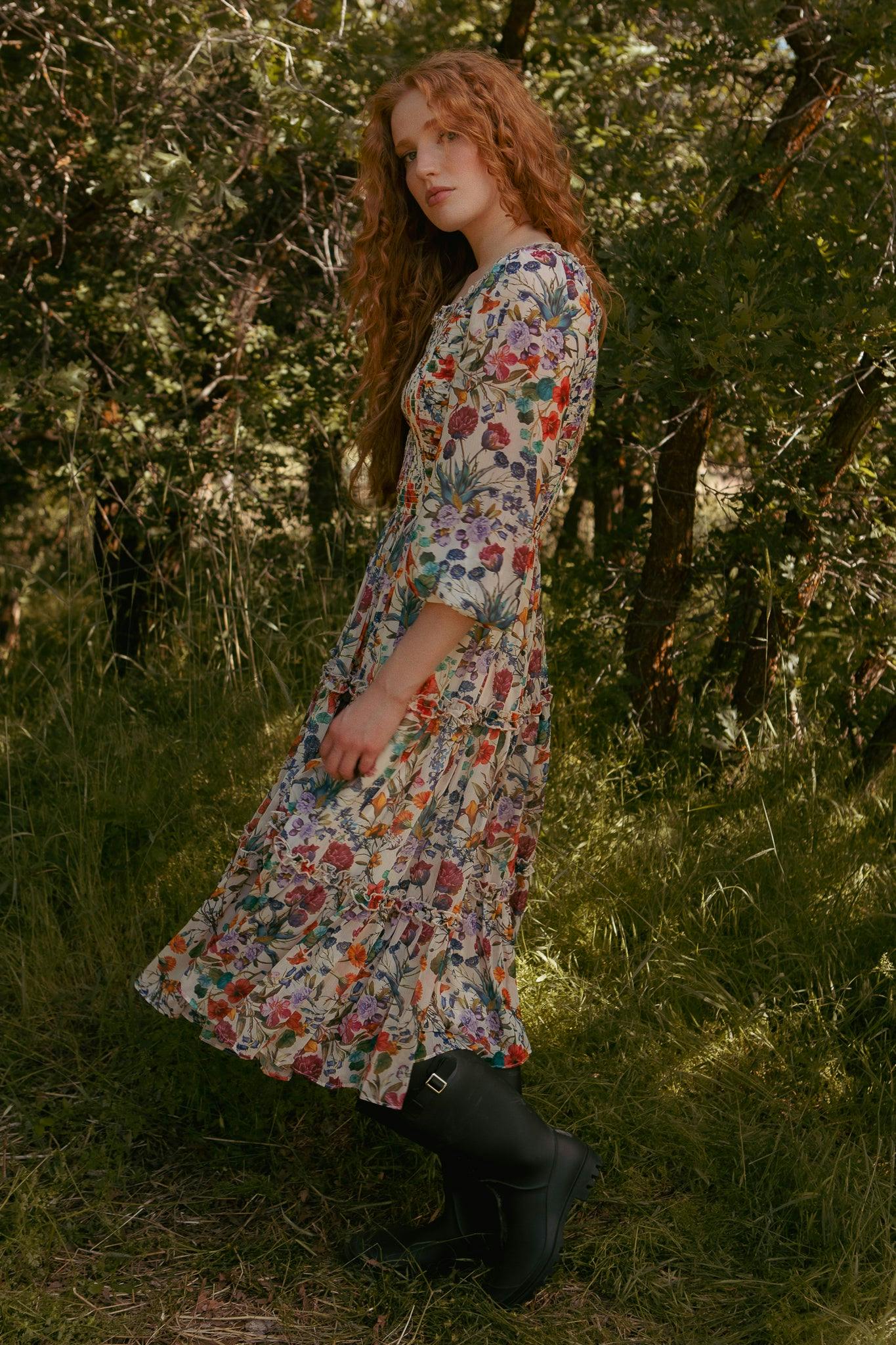 Selena Dress in Watercolor Floral