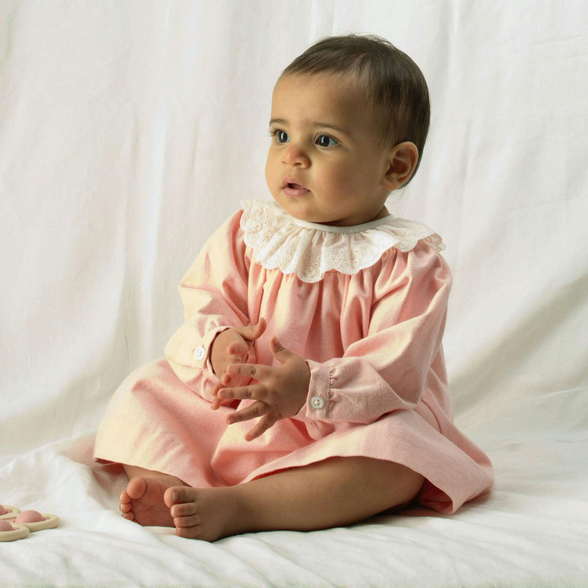 Flannel Dress with Broderie Collar