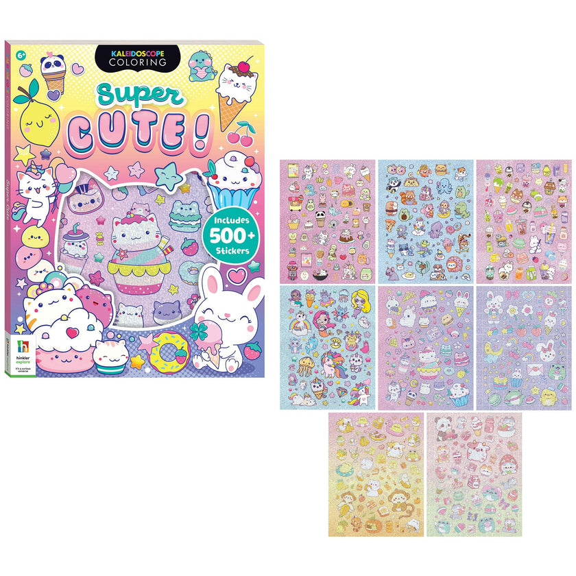 Kaleidoscope: Super Cute Sticker Coloring Book