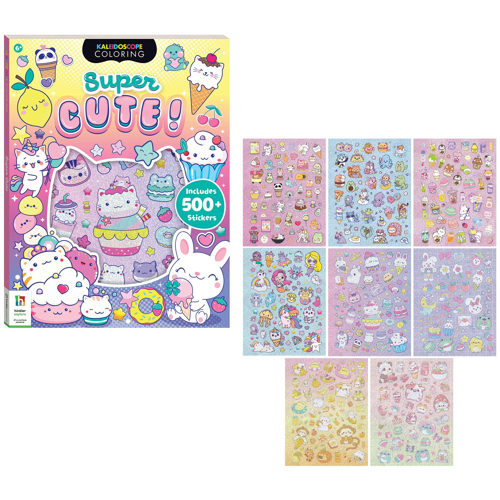 Kaleidoscope: Super Cute Sticker Coloring Book
