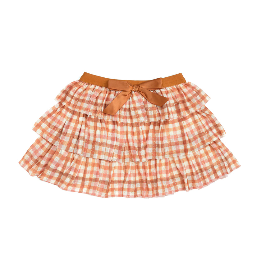 Cinnamon Plaid Tiered Tutu Skirt