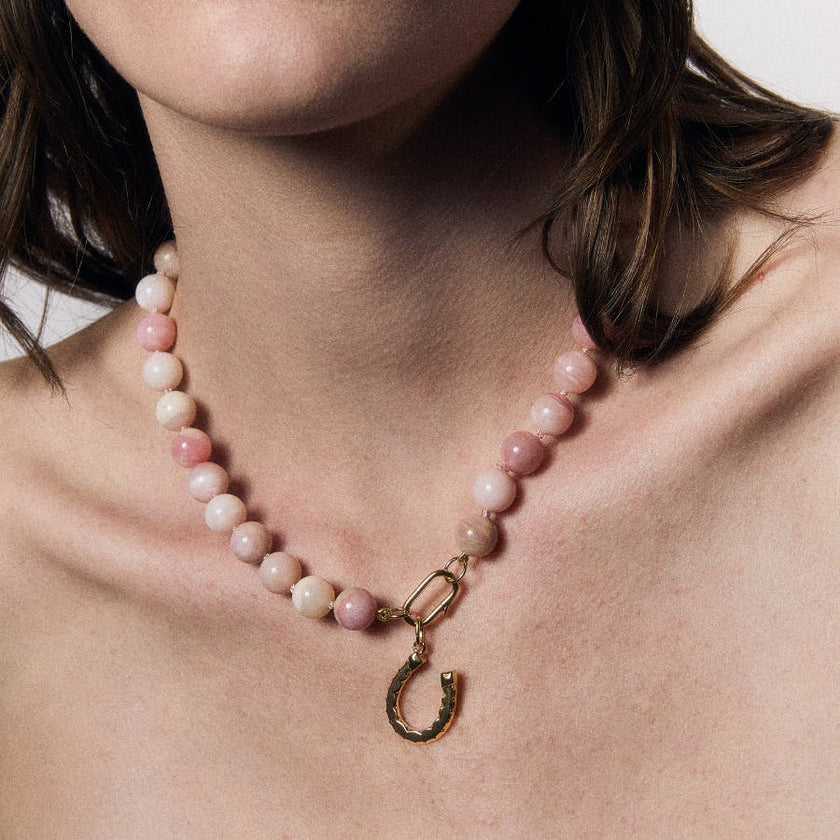 Pink Opal Knotted Gemstone Necklace