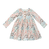 Girls Long Sleeve Henley Dress in Rainbow Hearts