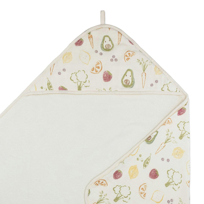 Clementine Fruits & Veggies Hooded Baby Bath Towel & Washcloth Set