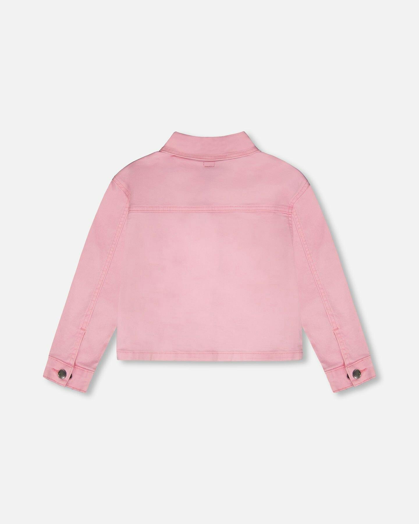 Pink Denim Jacket With Embroidered Patches