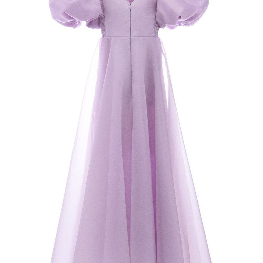 Lavender Thea Puff-Sleeve Dress