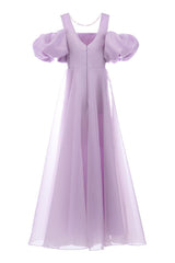 Lavender Thea Puff-Sleeve Dress