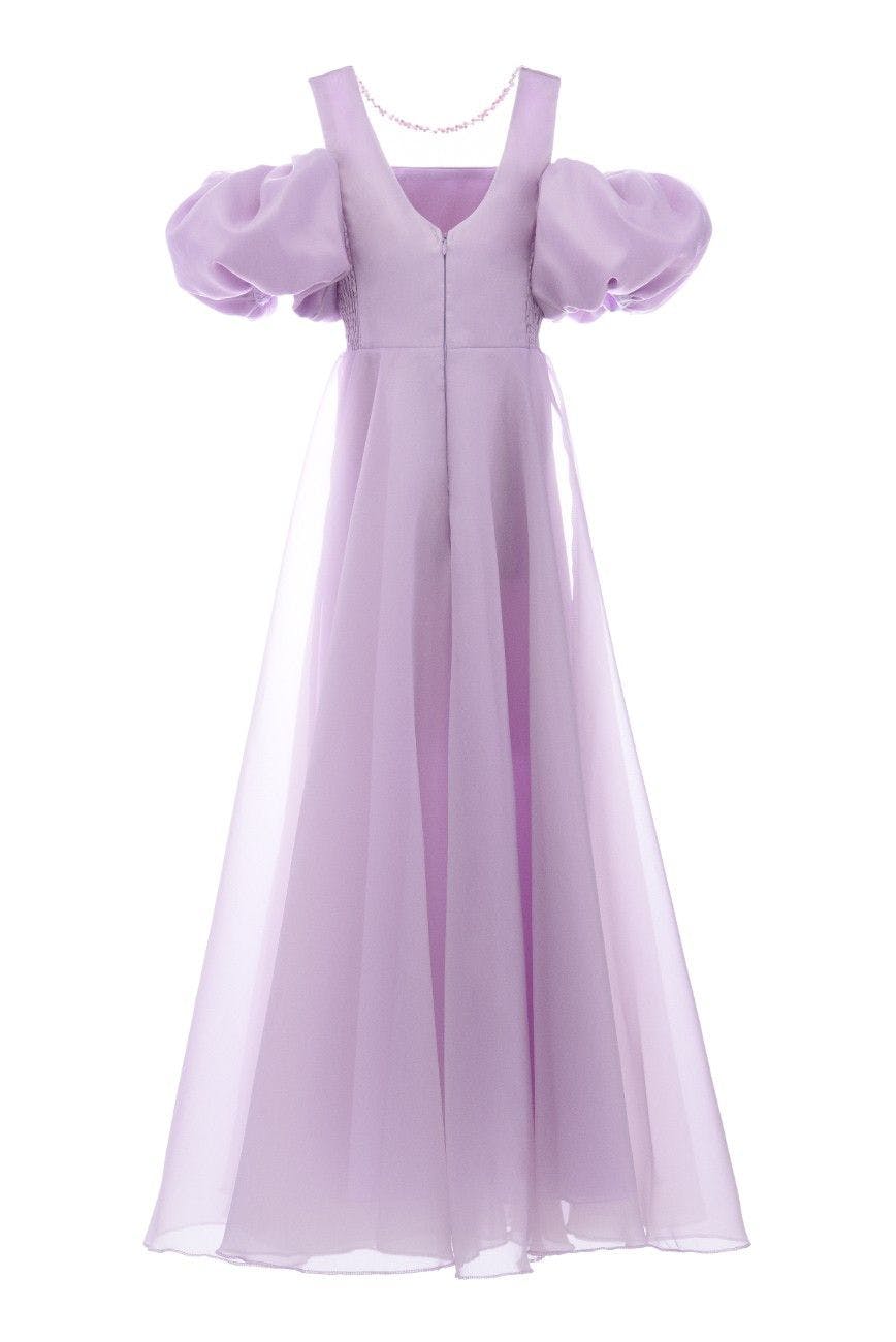 Lavender Thea Puff-Sleeve Dress