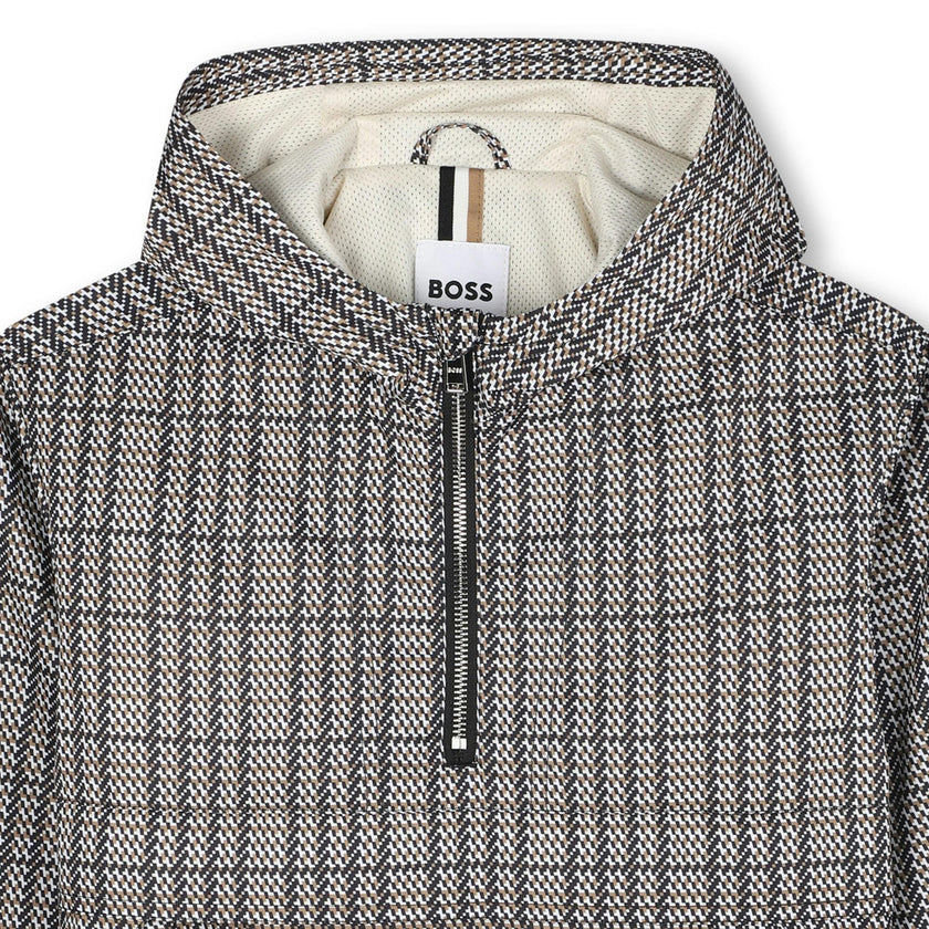Boys Black, Beige & White Checked Windbreaker