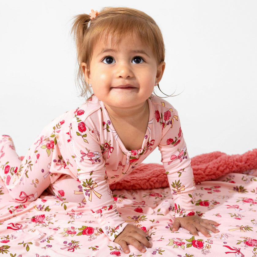 Bows & Blooms Bamboo Sherpa Blanket