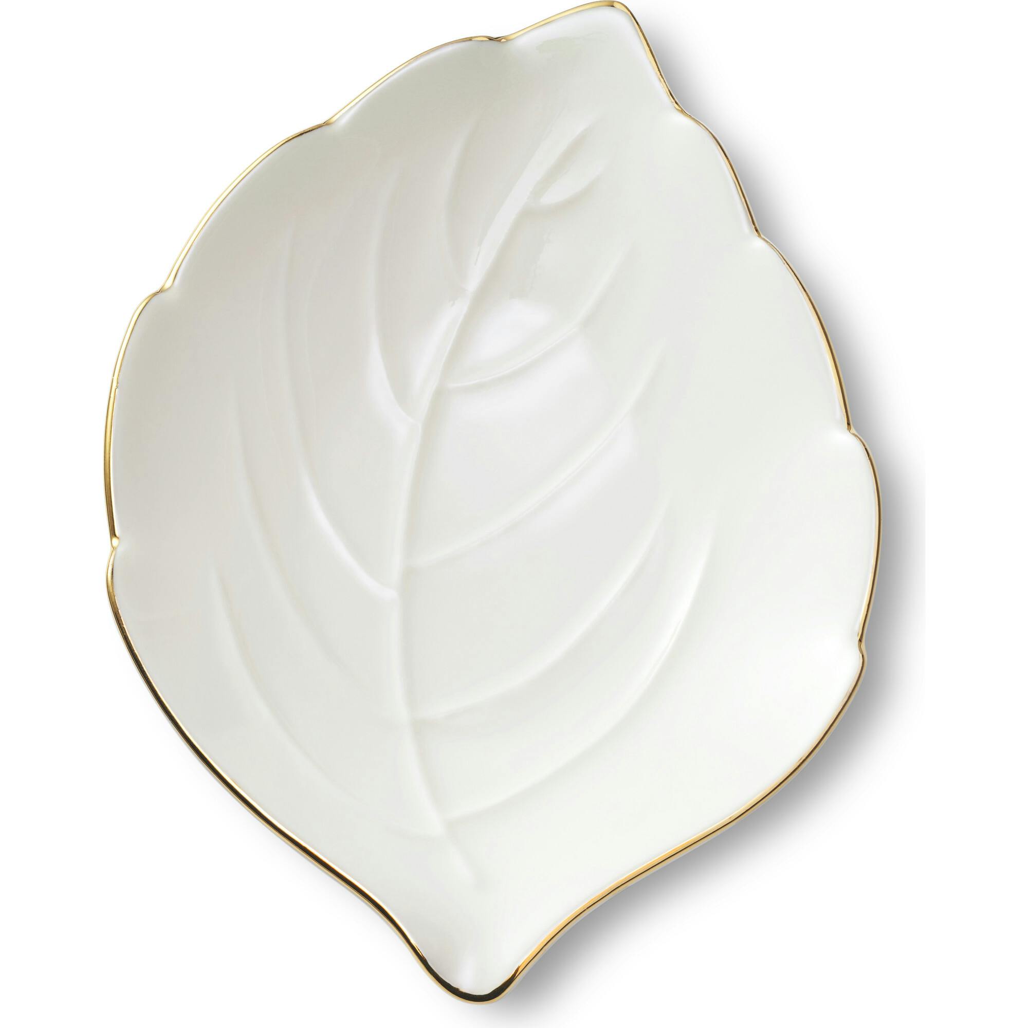 Leaf Dish With Gold Rim