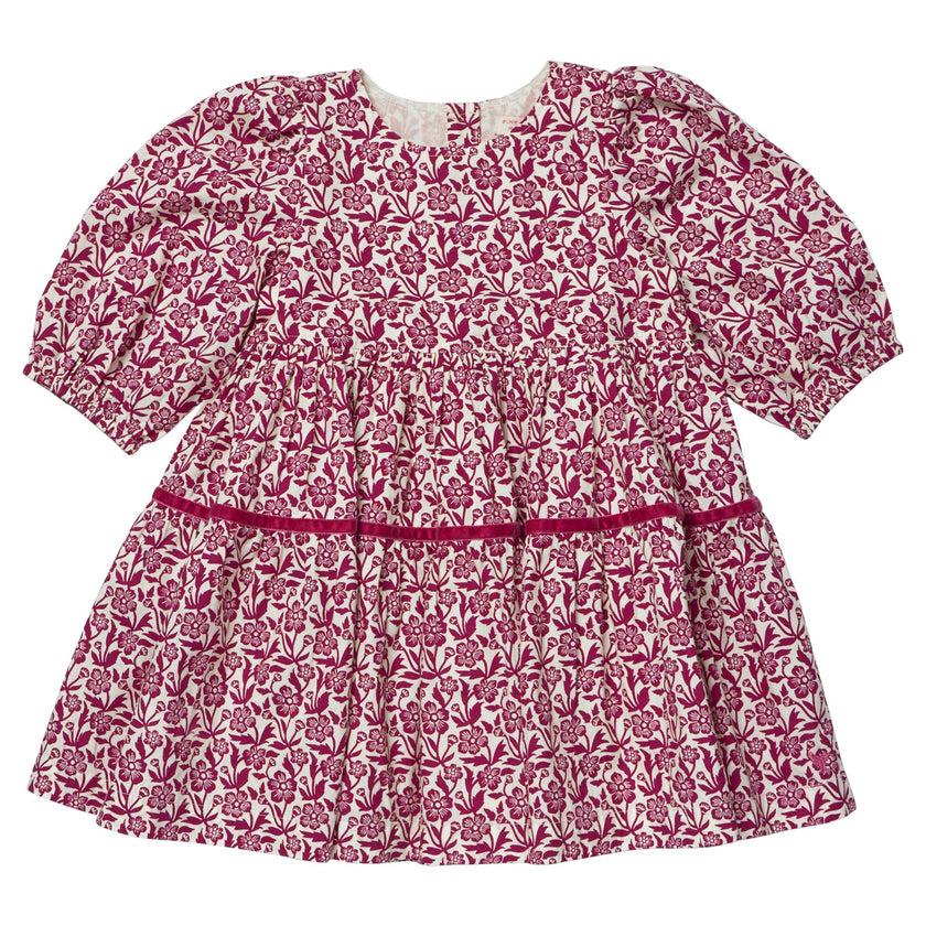 Girls Maribelle Dress - Burgundy Climbing Floral