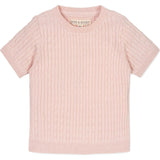 Organic Short Sleeve Cable Sweater, Pink