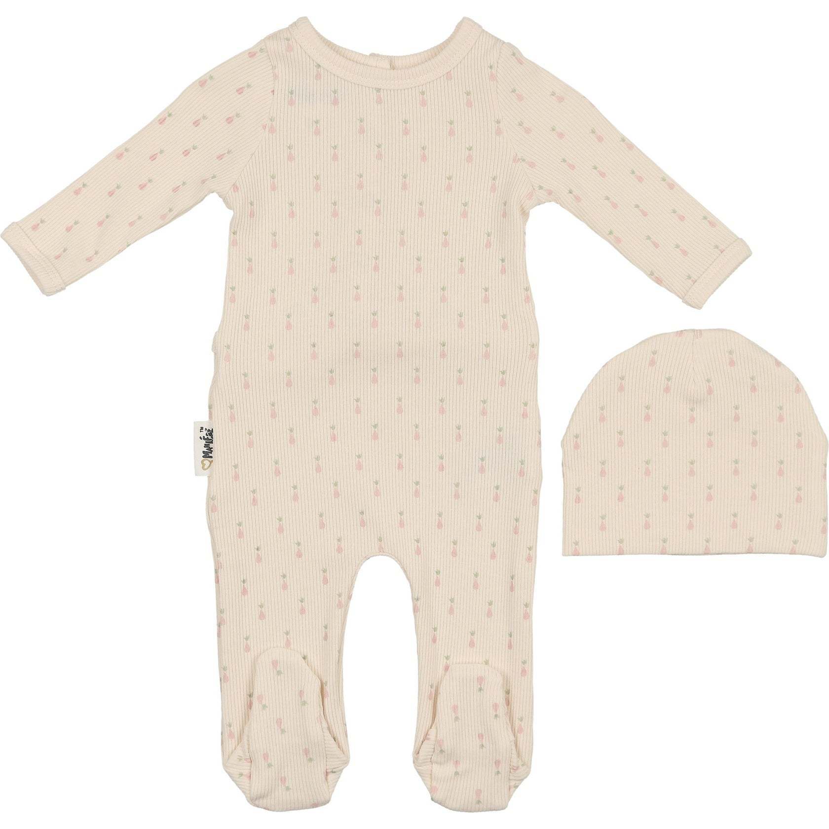Ribbed Pineapple Footie, Beige Girl