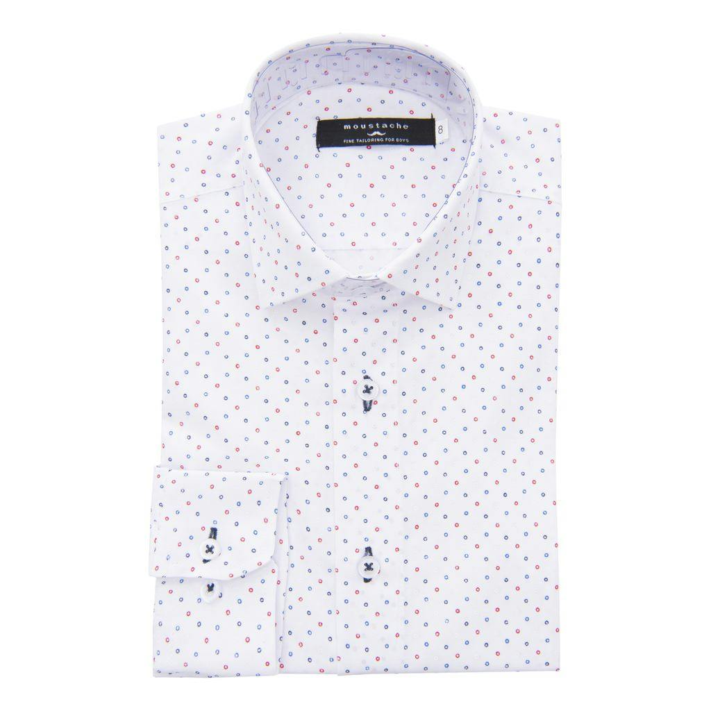 White Circle Print Dress Shirt
