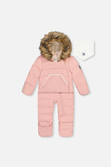 Baby Snug One Piece Snowsuit Adapted For Car Seats Pale Dusty Pink
