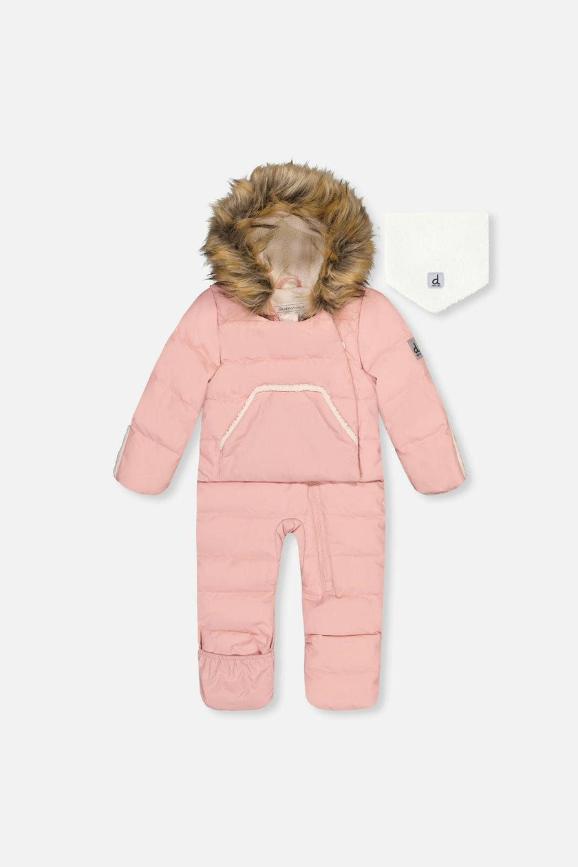 Baby Snug One Piece Snowsuit Adapted For Car Seats Pale Dusty Pink