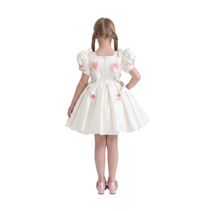 White Elarose Floral Embellished Dress