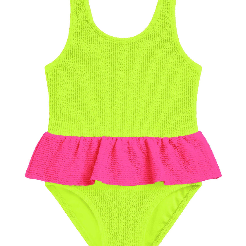 Dot Toddler Crinkle Peplum One Piece - Lime