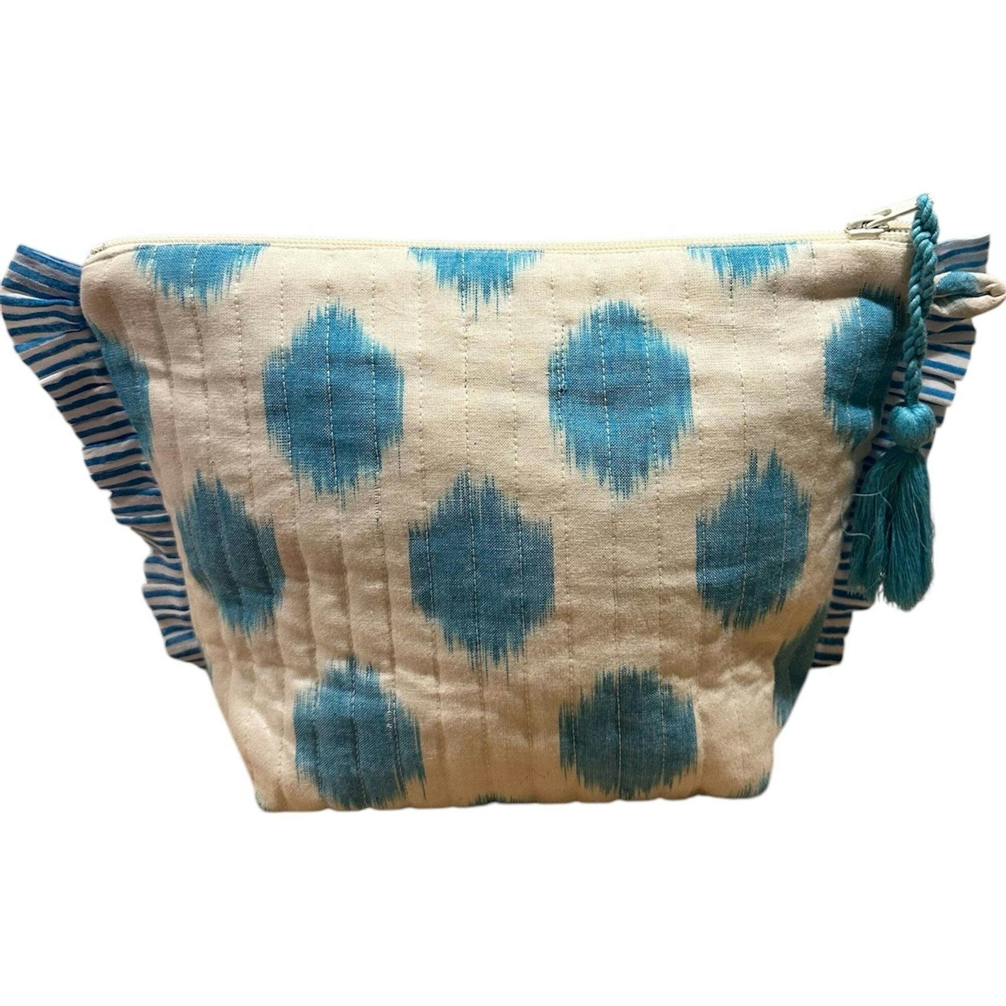 La Plage Ruffle Pouch Aqua Ikat