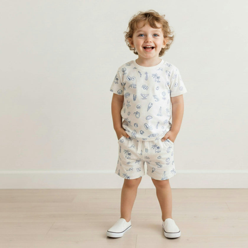 Organic Tee & Shorts Set - Coastal