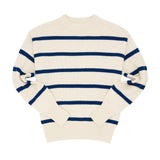 Women's Cream And Navy Wide Stripe Knit Sweater