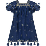 Mini Sandrine Womens Dress Galaxy Embroidery, Blue