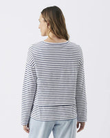 Claudette Long Sleeve Nursing Top White / Ink