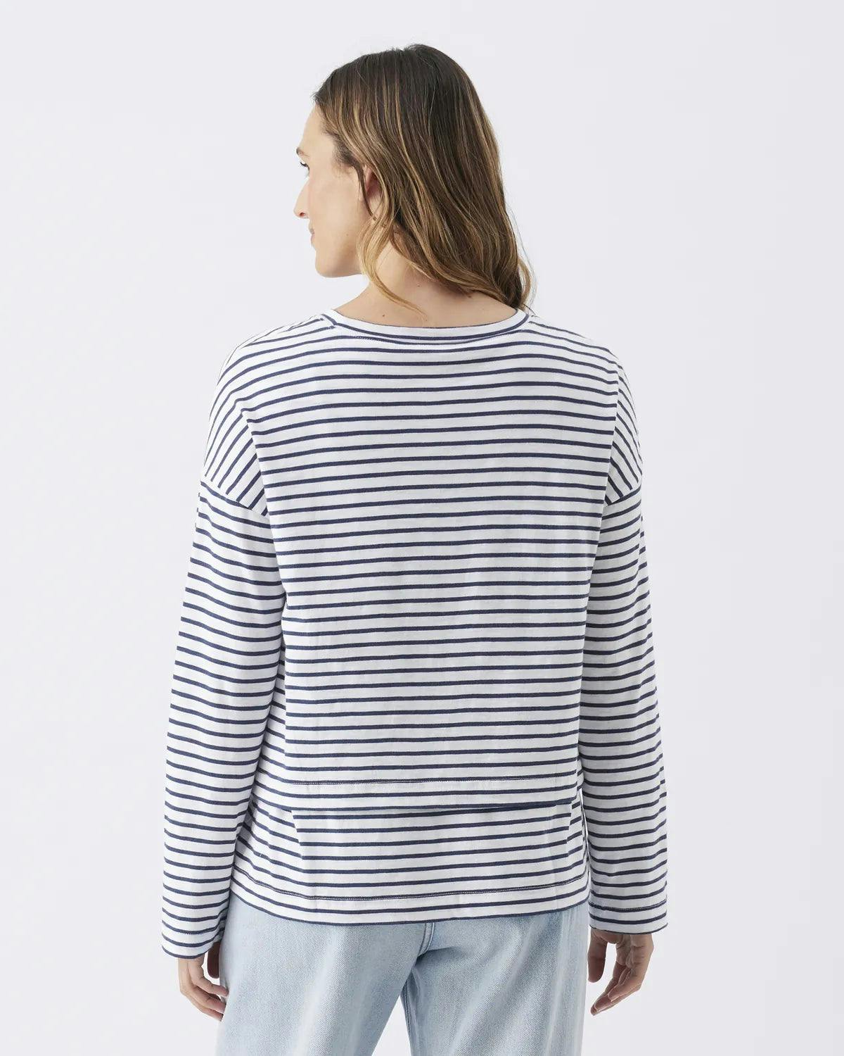 Claudette Long Sleeve Nursing Top White / Ink