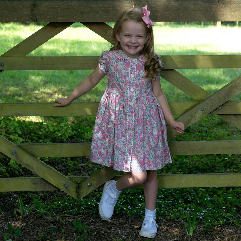 Pink Floral Button-Front Dress