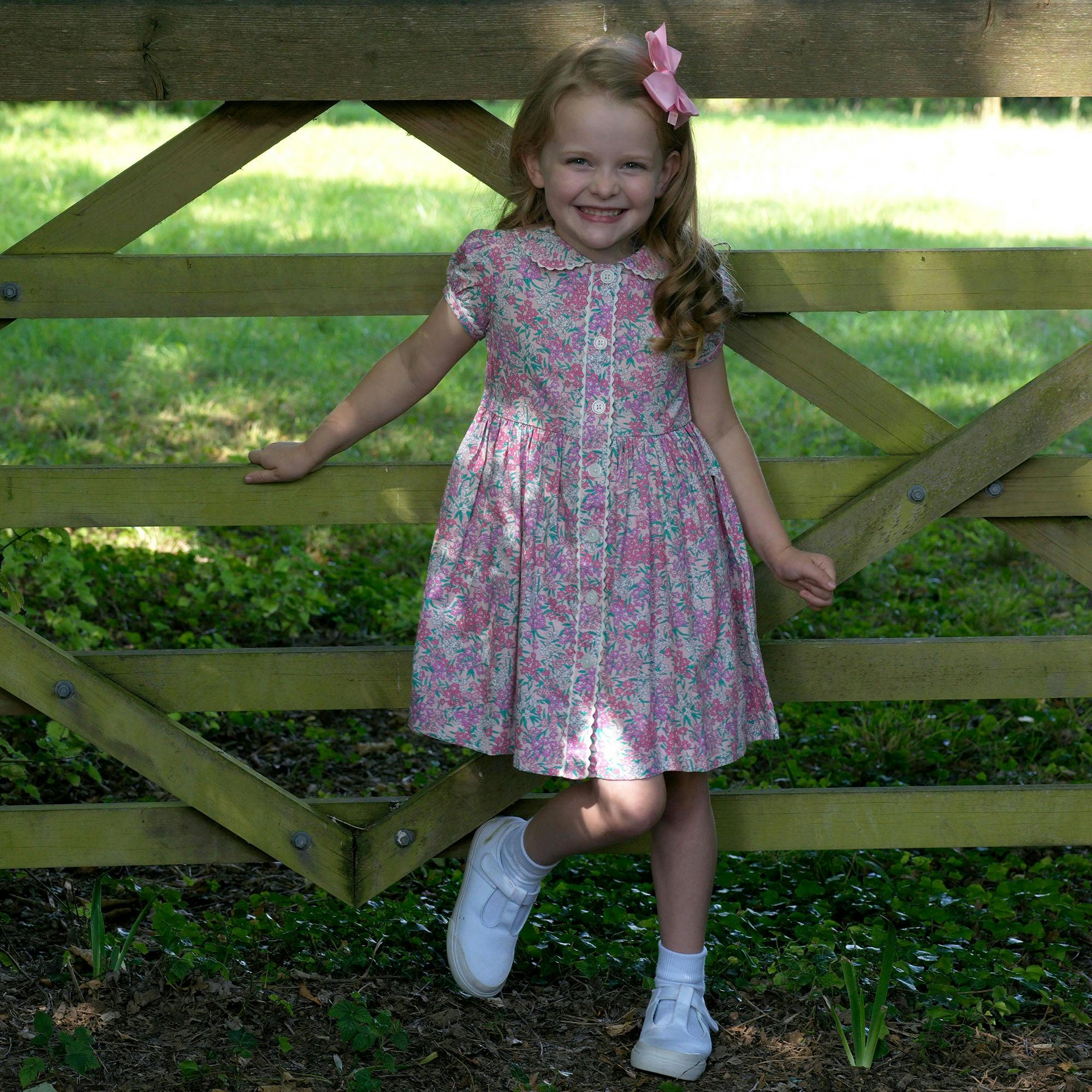 Pink Floral Button-Front Dress